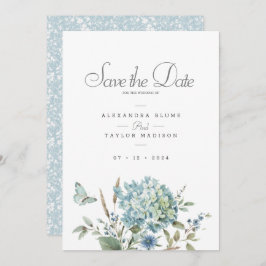 Save The Date Mariage d'aquarelle bleu bohème