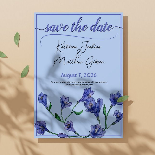 Save The Date Mariage d'aquarelle bleu violet (Créateur téléchargé)