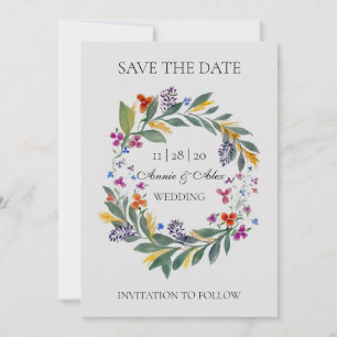 Save The Date Mariage d'aquarelle d'automne Rustique Wreath
