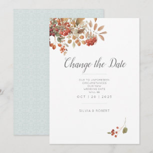 Save The Date Mariage d'aquarelle de feuillage de automne rustiq