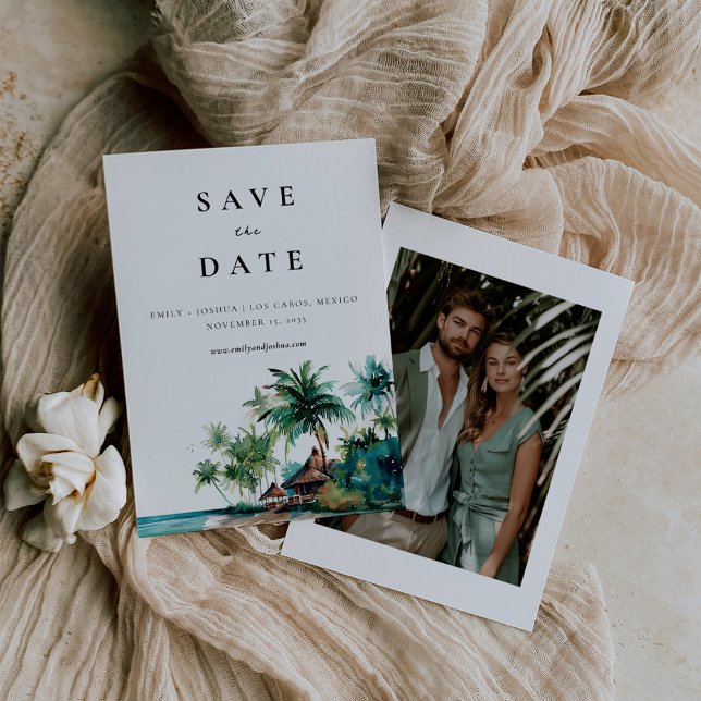 Save The Date Mariage d'aquarelle de plage Tropical (Créateur téléchargé)