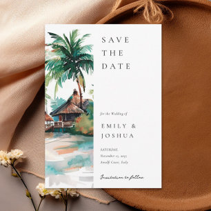 Save The Date Mariage d'aquarelle de plage Tropical