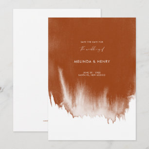Save The Date Mariage d'aquarelle en terre cuite Abstraite moder