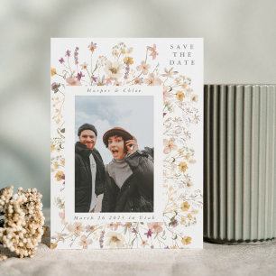 Save The Date Mariage d'aquarelle Fleur sauvage de ressort