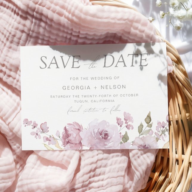 Save The Date Mariage d'aquarelle florale Mauve Blush Dusty (Créateur téléchargé)