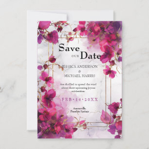 Save The Date Mariage d'aquarelle Fuchsia