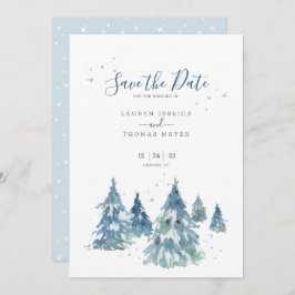 Save The Date Mariage d'aquarelle hiver À feuillage persistant T