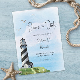 Save The Date Mariage d'aquarelle marine phare