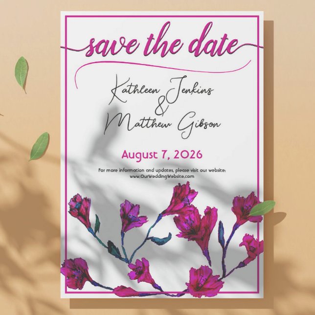Save The Date Mariage d'aquarelle rose vif (Créateur téléchargé)