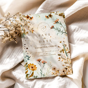 Save The Date Mariage d'aquarelle Russe Fleur sauvage