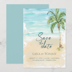 Save The Date Mariage d'aquarelle Tropical Palm Beach