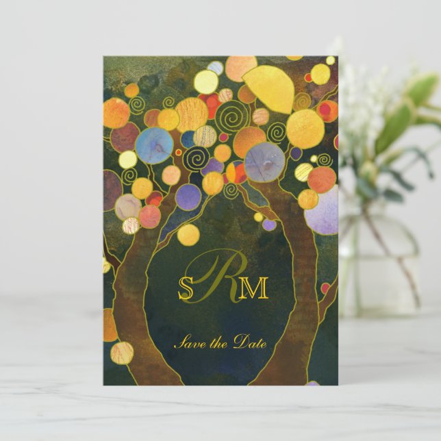 Save The Date Mariage d'arbre romantique à terre Sauvez la date (Debout devant)