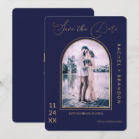 Mariage d'arche bleu marine simple or moderne