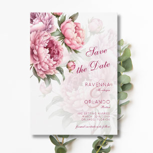 Save The Date Mariage d'Art Botanique de Pivoine en Fleur