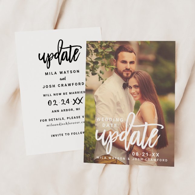 Save The Date Mariage Date Mise À Jour Brossé Script Photo (Créateur téléchargé)