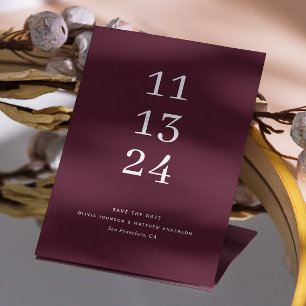 Save The Date Mariage d'automne au vin sombre Bourgeon de Bour