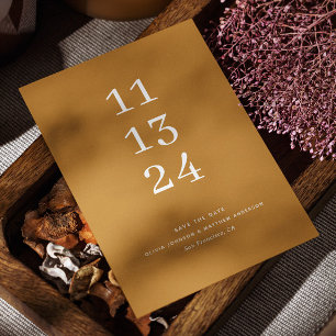 Save The Date Mariage d'automne Brun Moutarde   Minimaliste