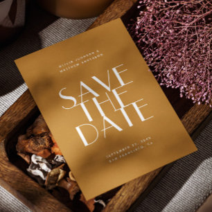 Save The Date Mariage d'automne Brun Moutarde   Photo Moderne & 