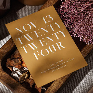 Save The Date Mariage d'automne couleur brun moutarde   Minimali