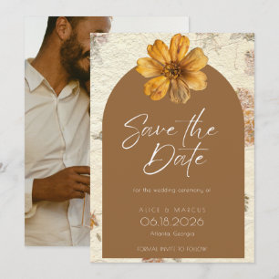Save The Date Mariage de automne Arche Fleur Pressé Enregistrer