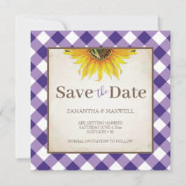Save The Date Mariage de automne Avec Violet En vichy Enregistre