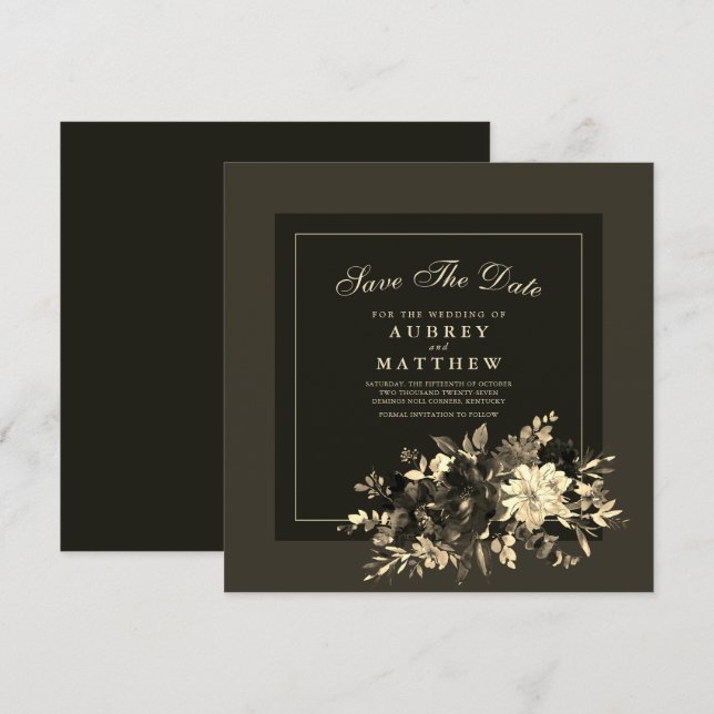 Save The Date Mariage de automne Brown de la Terre pulvérisé Flo (Devant / Derrière)
