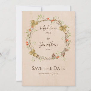 Save The Date Mariage de automne de couronnes romantique à scrip