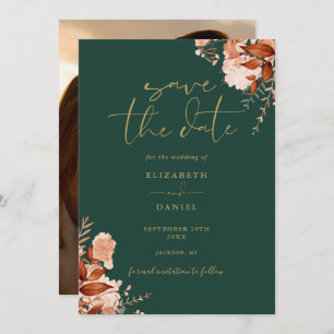Save The Date Mariage de automne photo Emerald And Gold Rustic F