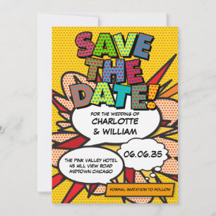 Save The Date Mariage de bande dessinée moderne coloré et amusan