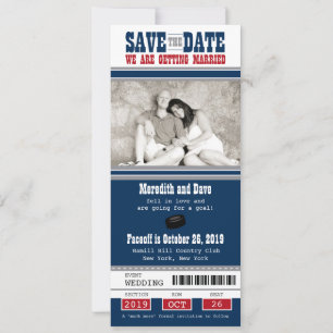 Save The Date Mariage de billets de hockey Enregistrer la date
