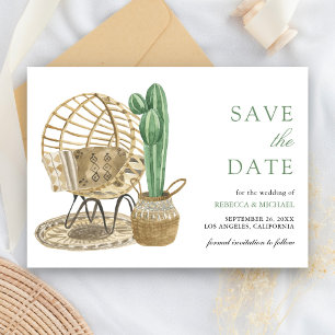 Save The Date Mariage de Boho Cactus rustique aquarelle