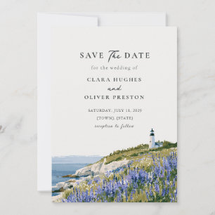 Save The Date Mariage de bord de mer en prairie de lupins d'été