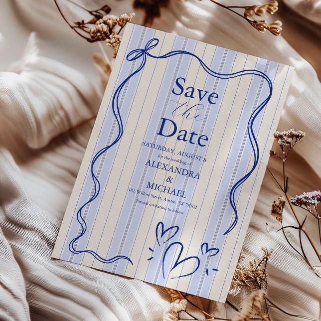 Save The Date Mariage de cadre de gribouillis bleu (Créateur téléchargé)