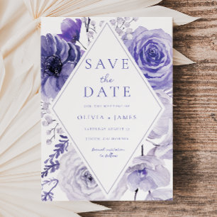 Save The Date Mariage de cadre Floral Indigo