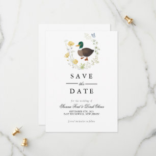 Save The Date Mariage de canard colvert à fleurs sauvages