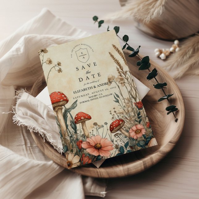 Save The Date Mariage de champignon Whimsical Woodland (Créateur téléchargé)