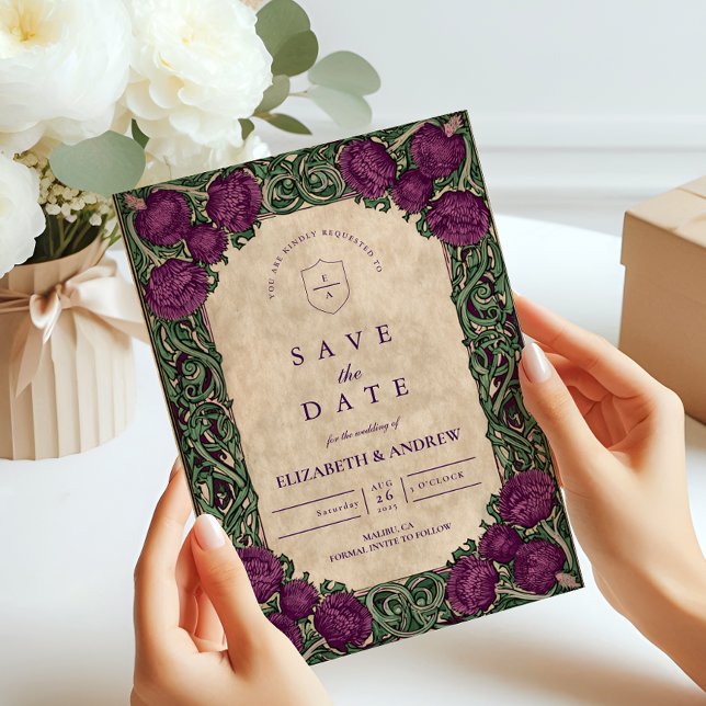 Save The Date Mariage de chardon Art nouveau (Créateur téléchargé)