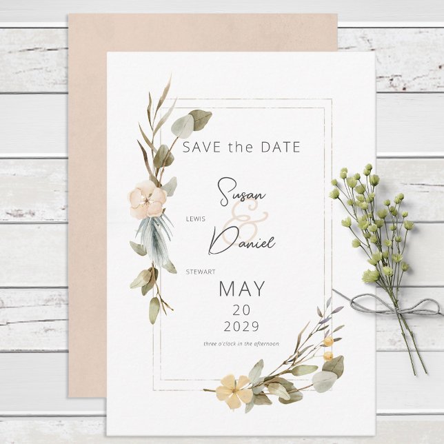 Save The Date Mariage de charpente florale Boho séché (Créateur téléchargé)