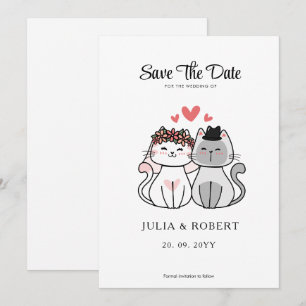 Save The Date Mariage de Chat Mignon Mariée et Marié 