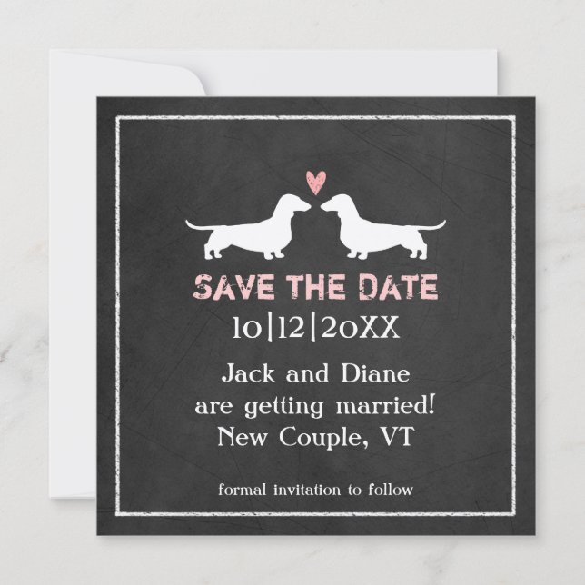 Save The Date Mariage de chiens teckel Sauvegarder la date Ardoi (Devant)