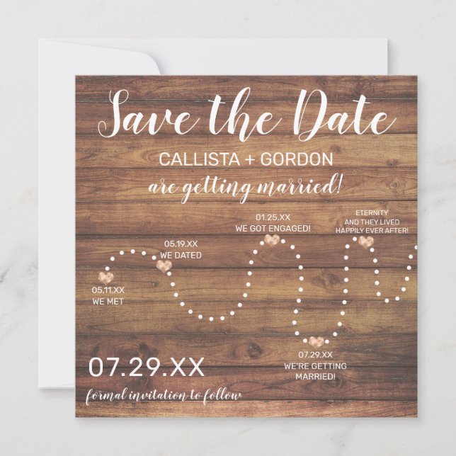 Save The Date Mariage de chronologie du bois rustique de Country (Devant)