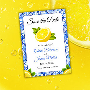 Save The Date Mariage de citron bleu méditerranéen italien
