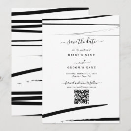 Save The Date Mariage de code QR Abstrait noir moderne