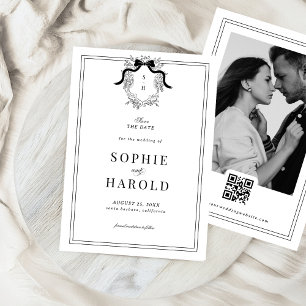Save The Date Mariage de code QR Coquette Crest