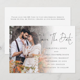Save The Date Mariage de code QR de la photo de script moderne