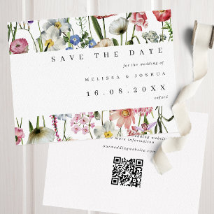 Save The Date Mariage de code QR de l'aquarelle en gras Fleurs s
