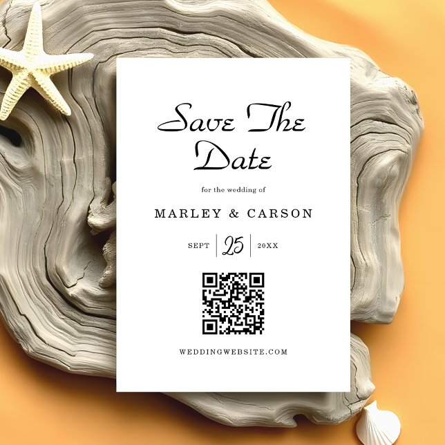 Save The Date Mariage de code QR de script moderne tendance (Créateur téléchargé)