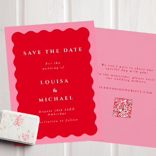 Save The Date Mariage de code QR gras rouge et rose