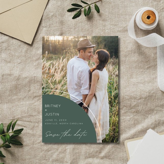 Save The Date Mariage de code QR moderne à deux photos (Modern Two Photo QR Code Wedding Save The Date)