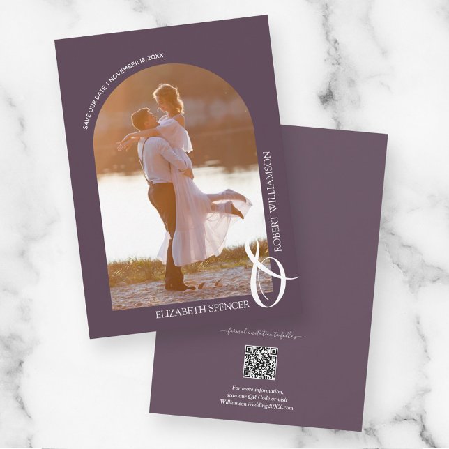 Save The Date Mariage de code QR violet photo (Créateur téléchargé)